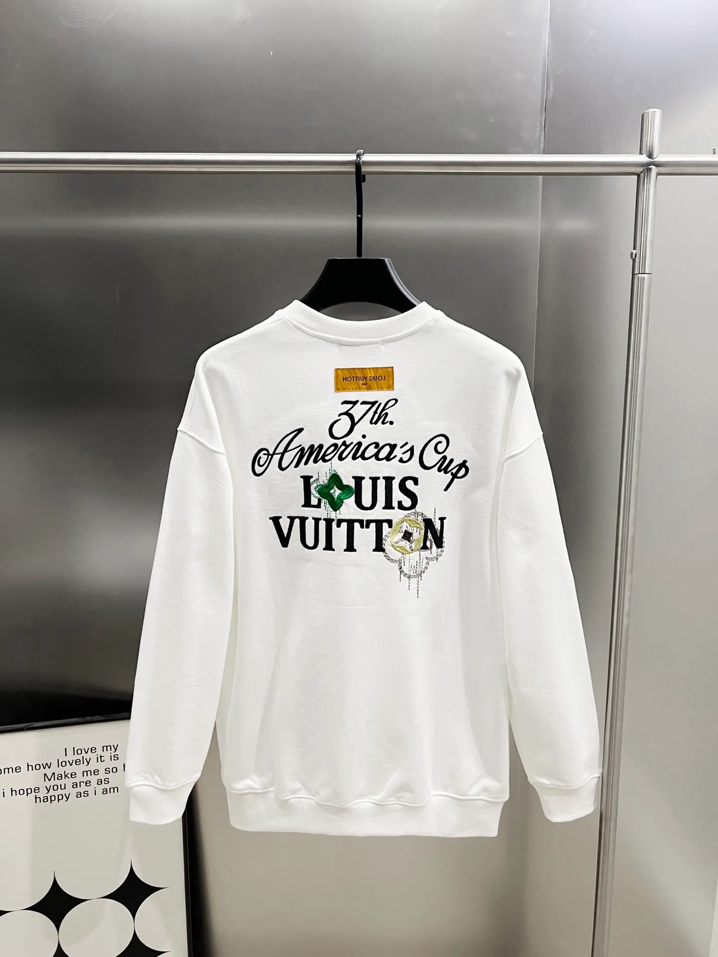 🅿️290 1v Louis* 2025 autumn and winter new style, customized 430g double yarn fabric, round neck long-sleeved sweatshirt, classic three-dimensional embroidery design, high-end version! The same loose version for men and women S M L XL XXL five sizes color black white